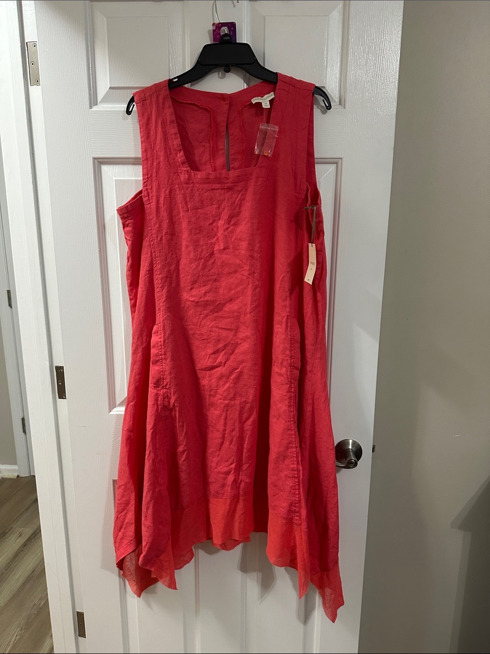 Cynthia Rowley Coral Pink Sleeveless Linen Shift Dress